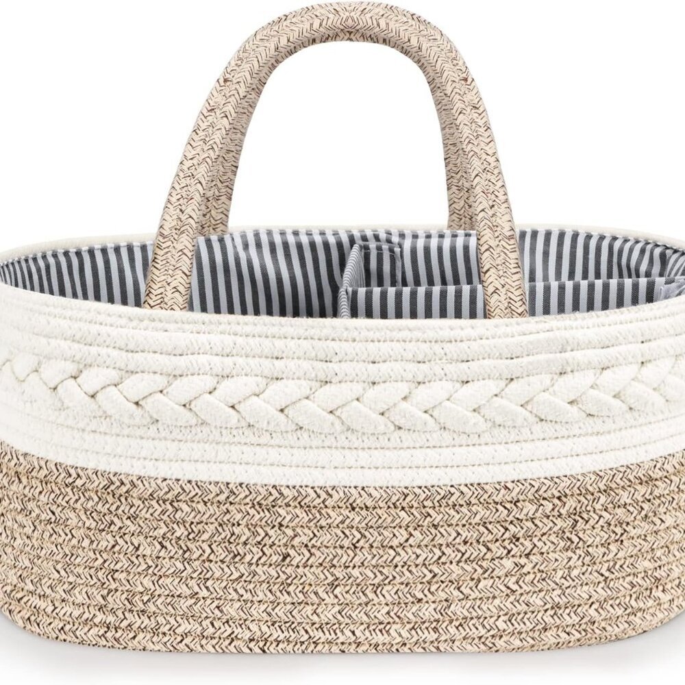 Diaper Caddy Organizer for Baby, Cotton Rope Baby Gift Basket, Portable Diaper O - Picture 9 of 9